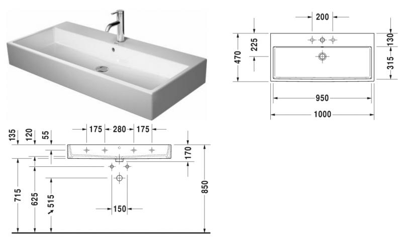 Duravit Vero Air 100 h&aring;ndvask t/v&aelig;g eller m&oslash;bel - Uden hanehul