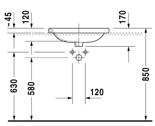 Duravit DuraStyle 56 h&aring;ndvask t/nedf&aelig;ldning