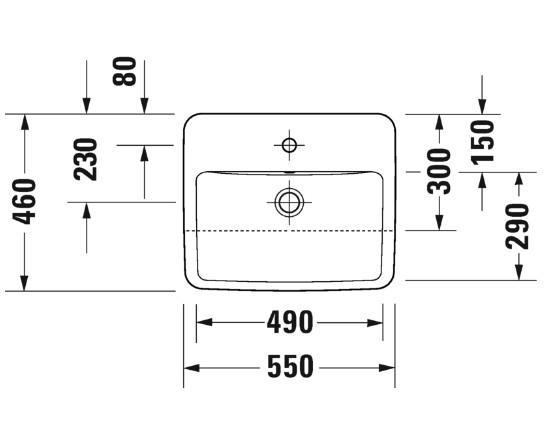 Duravit No.1 55 h&aring;ndvask t/delvis nedf&aelig;ldning - 1 hanehul