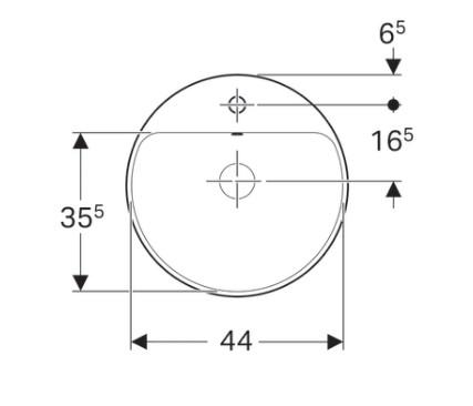 Geberit Variform 48 h&aring;ndvask t/nedf&aelig;ldning - 1 hanehul