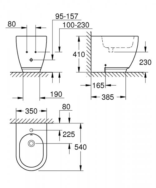 Grohe Essence Keramik gulvst&aring;ende bidet - Alpinhvid