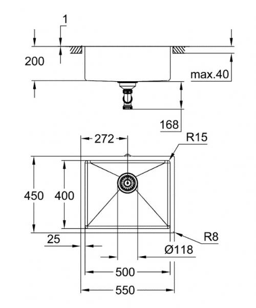 Grohe K700U rustfri st&aring;lvask - B&oslash;rstet Hard Graphite