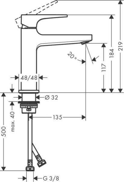 Hansgrohe Metropol 110 armatur m/push-open bundventil - B&oslash;rstet sort krom