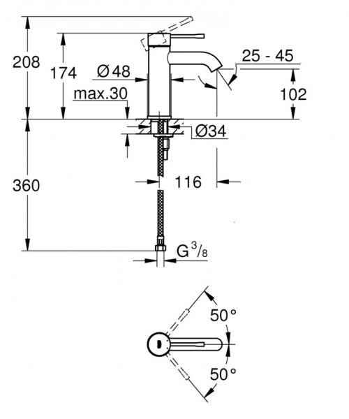 Grohe Essence New h&aring;ndvaskarmatur u/bundventil - Steel