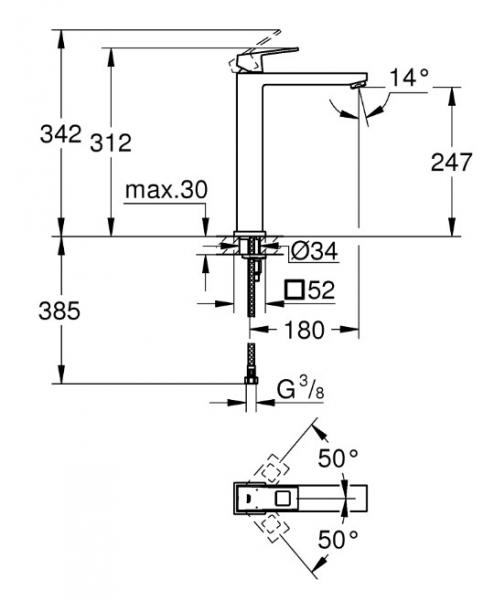 Grohe Eurocube h&aring;ndvaskarmatur t/bowlevask