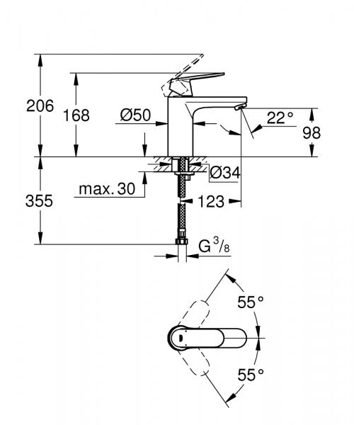 Grohe Eurosmart Cosmopolitan h&aring;ndvaskarmatur u/ bundventil - Matsort