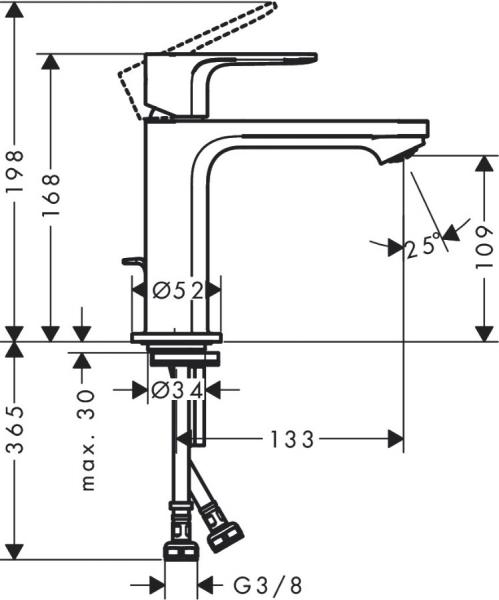 Hansgrohe Rebris E 110 h&aring;ndvaskarmatur m/bundventil - Mat sort
