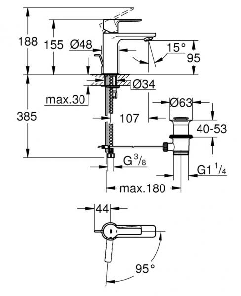 Grohe Lineare New XS h&aring;ndvaskarmatur m/koldstart - Krom