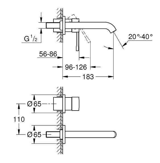 Grohe Essence New komplet armatur til indbygning i v&aelig;g - Poleret hard graphite