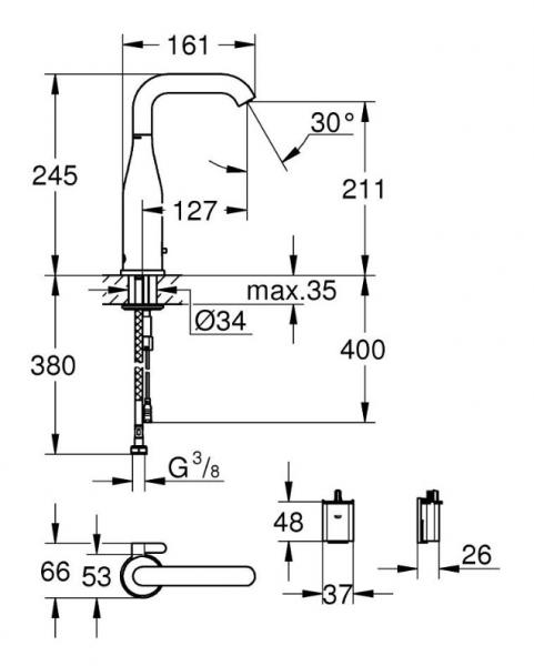 Grohe Essence E ber&oslash;ringsfri vandhane - Supersteel