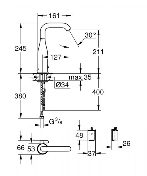 Grohe Essence E ber&oslash;ringsfri vandhane - B&oslash;rstet Cool Sunrise