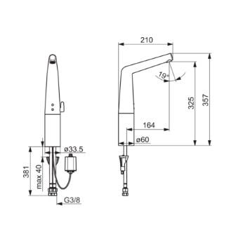 Oras Inspera 3017F ber&oslash;ringsfri vandhane m/bluetooth - Batteri