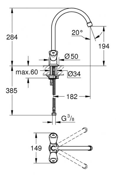 Grohe Costa S k&oslash;kkenarmatur m/svingtud