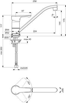 Ideal Standard Alpha k&oslash;kkenarmatur - krom