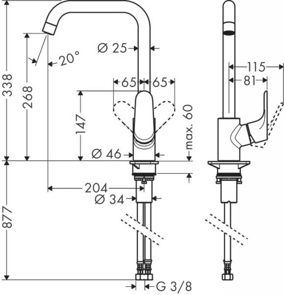 Hansgrohe Focus 260 k&oslash;kkenarmatur - Mat sort