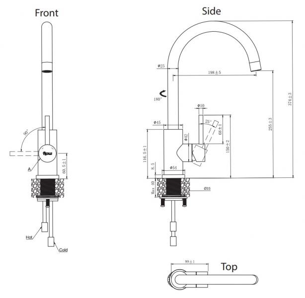 Lavabo Kubus 140 RS Round k&oslash;kkenarmatur - Kobber