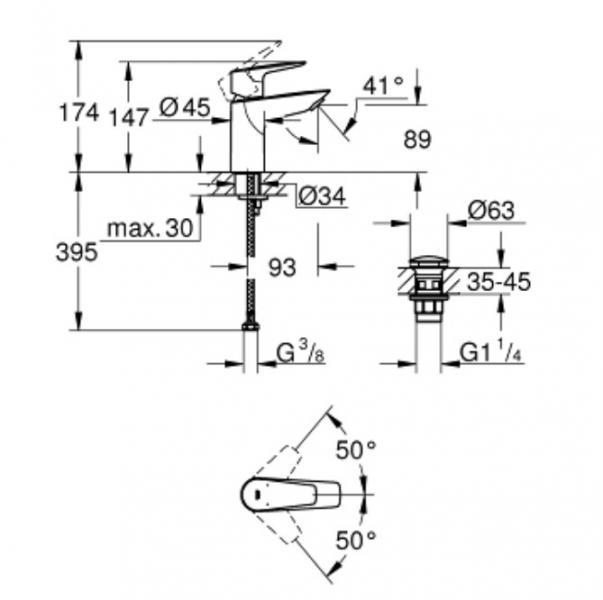Grohe Precision Start Edge komplet pakke til badev&aelig;relse m/WaterSaving
