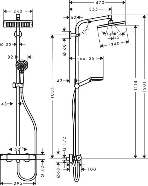 hansgrohe Crometta E 240 Showerpipe m/Ecosmart 1jet - Krom