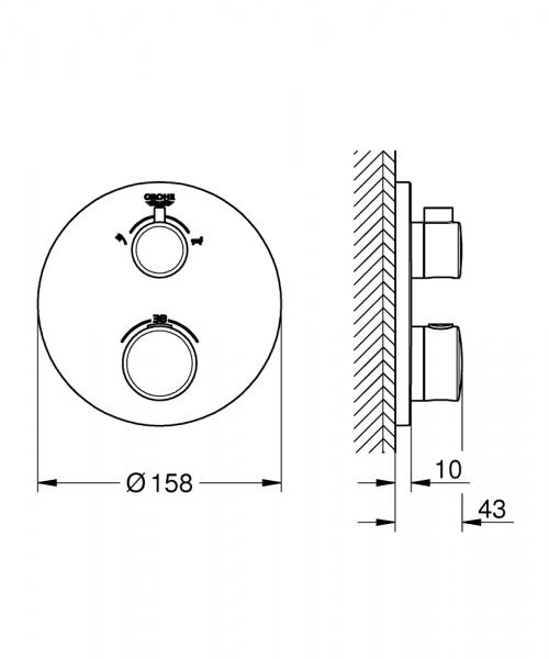 Grohe Grohtherm termostatarmatur til kar (2 udgange) - Krom