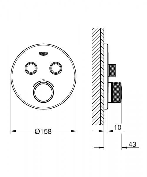 Grohe SmartControl termostat til indbygning - B&oslash;rstet warm sunset