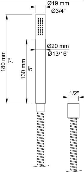 Vola H&aring;ndbruser T2 Krom 1,50 m Krom 16