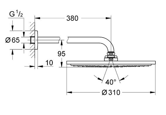 Grohe Rainshower Cosmopolitan 310 hovedbruser - B&oslash;rstet hard graphite