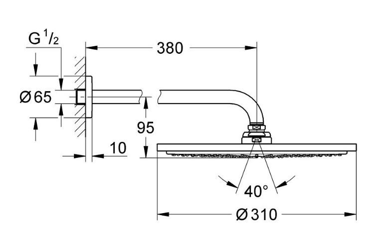 Grohe Rainshower Cosmopolitan 310 hovedbruser - B&oslash;rstet cool sunrise