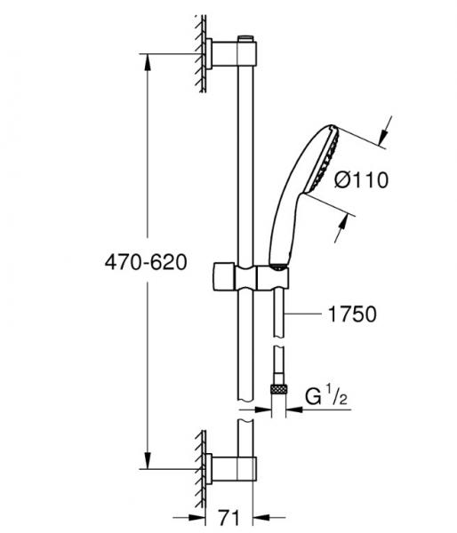 Grohe Vitalio Start 110 bruses&aelig;t 1 spray m/Water Saving