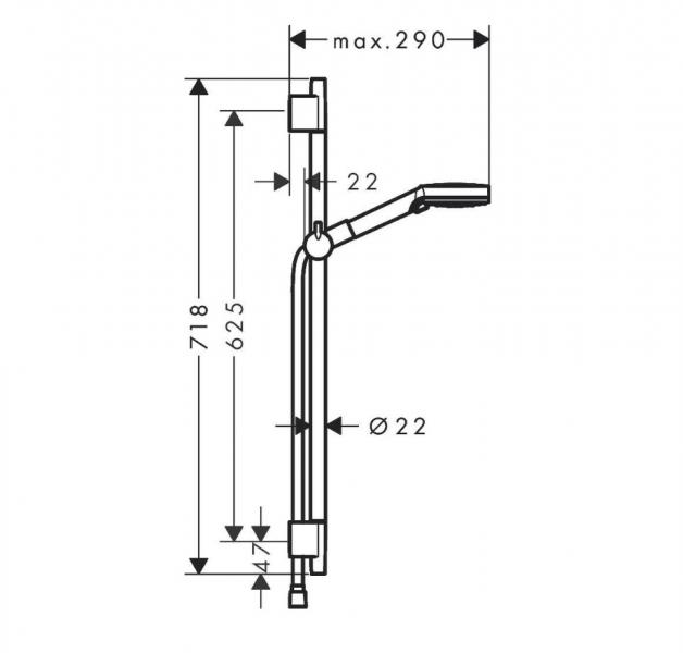 hansgrohe Vernis Blend Vario bruses&aelig;t 65 cm - Matsort