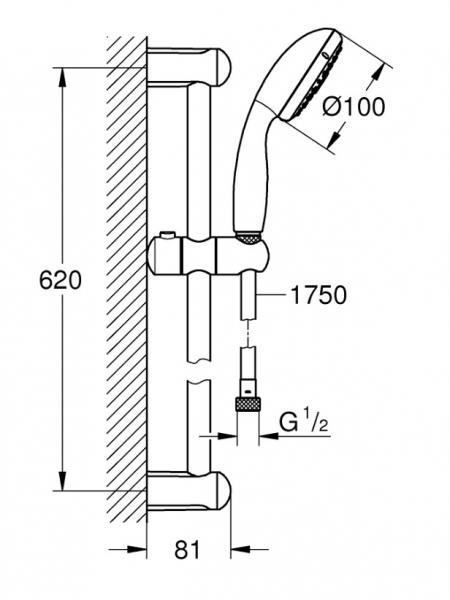 Grohe New Tempesta 100 ECO bruses&aelig;t - 3 Spray