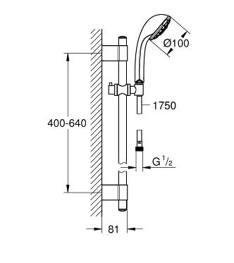 Grohe Relexa Bruses&aelig;t Five 60 cm - Krom