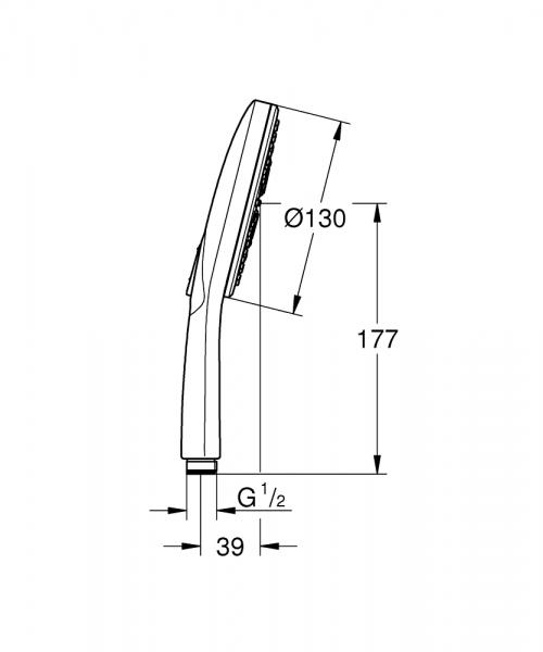 Grohe Rainshower SmartActive h&aring;ndbruser - 3 spray - Krom/hvid