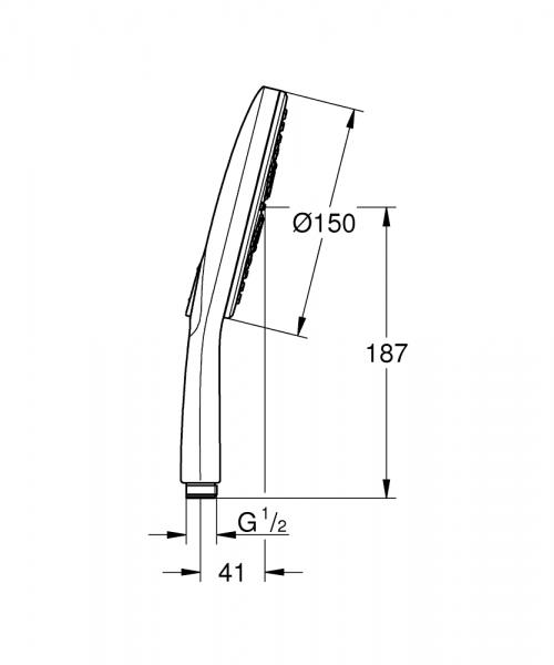 Grohe Rainshower SmartActive 150 h&aring;ndbruser - Krom/hvid