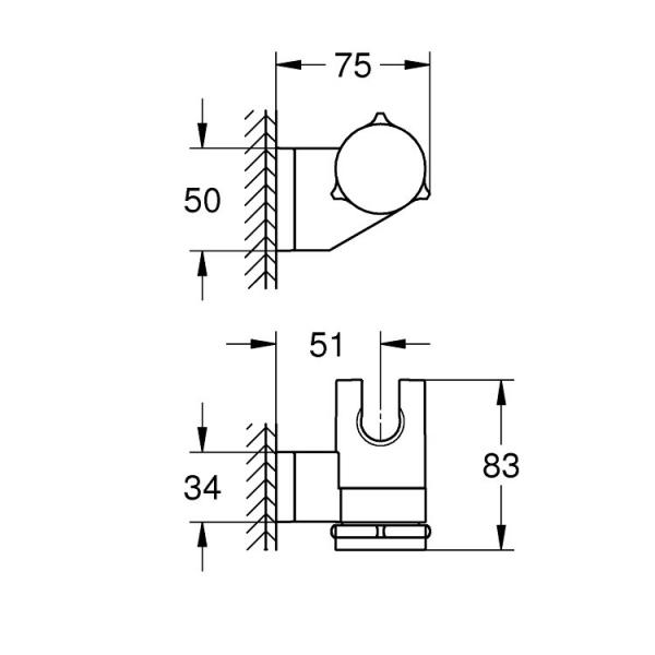 Grohe Vitalio Universal h&aring;ndbruseholder til v&aelig;g, justerbar