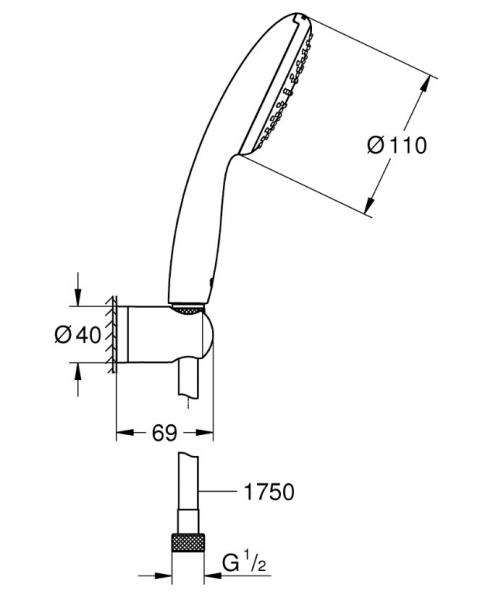 Grohe Vitalio Start 110 h&aring;ndbrusers&aelig;t - 1 spray