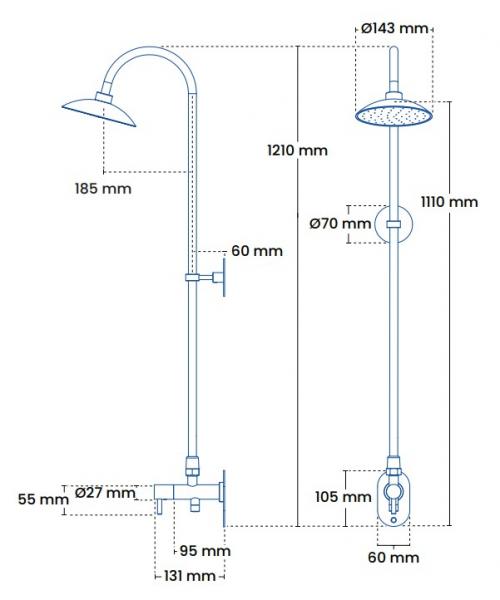 Frostline Eqi udebruser t/v&aelig;g m/1 greb - 150-350 mm - Kobber