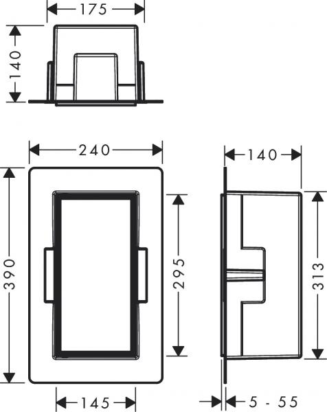 Hansgrohe XtraStoris indbygget hylde med flisebar l&aring;ge 300x150x140 - Mat sort