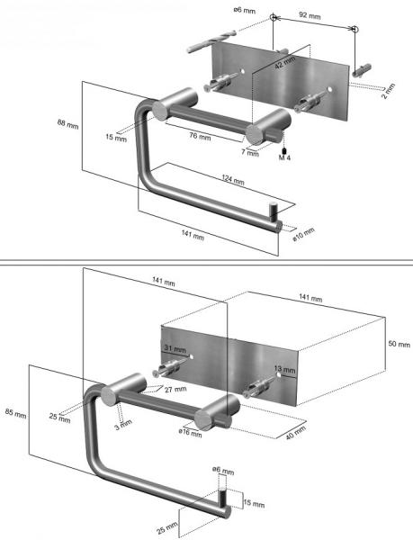 Cool Line toiletpapirholder m/bagplade - Poleret st&aring;l