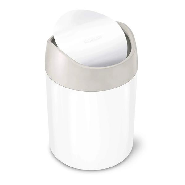Simplehuman mini affaldsspand m/vippel&aring;g - Hvid