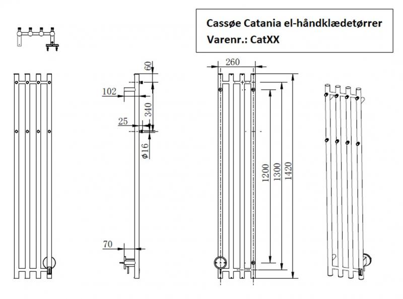 Cass&oslash;e Catania h&aring;ndkl&aelig;det&oslash;rrer - 26x142 cm - B&oslash;rstet st&aring;l
