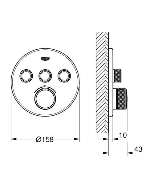 Grohe SmartControl komplet brusesystem m/SmartActive brus til indbygning - B&oslash;rstet warm sunset