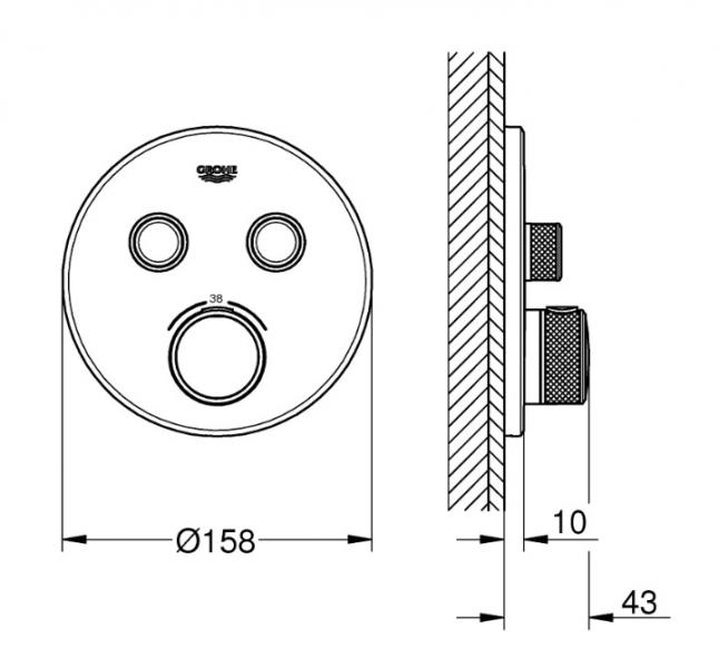 Grohe komplet indbygningspakke til badekar inkl/termostat og SmartActive - B&oslash;rstet Cool Sunrise