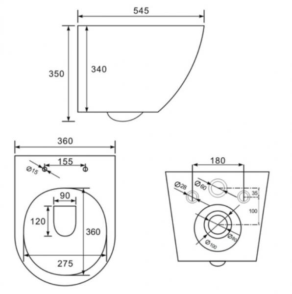 Lavabo Studio RIMless toiletpakke inkl. s&aelig;de m/soft-close, cisterne og hvid betjening