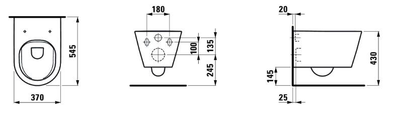 Laufen Kartell Rimless toiletpakke inkl. s&aelig;de m/soft-close, cisterne og mat sort betjening