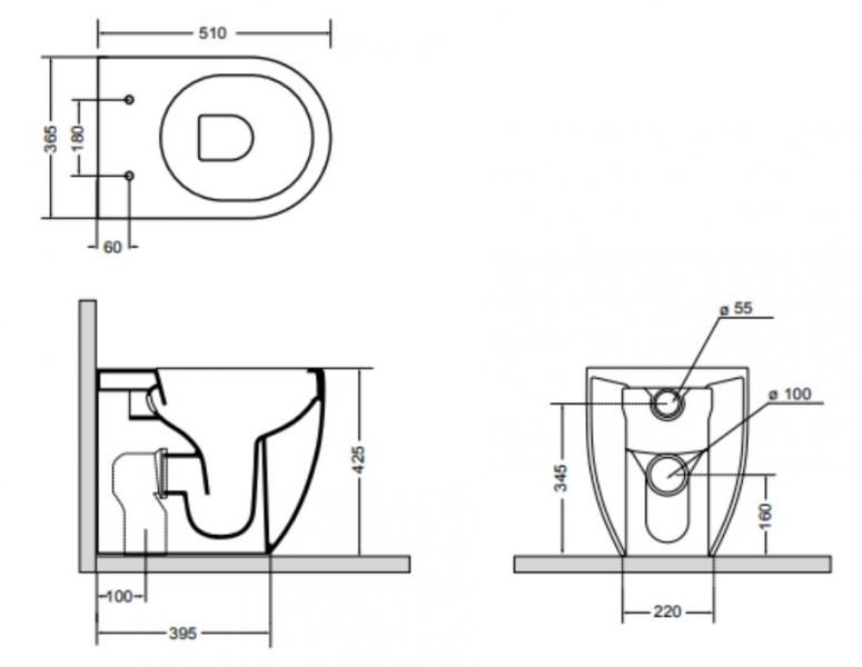 Lavabo Glomp Rimless BTW gulvst&aring;ende toilet - Mat gr&aring;
