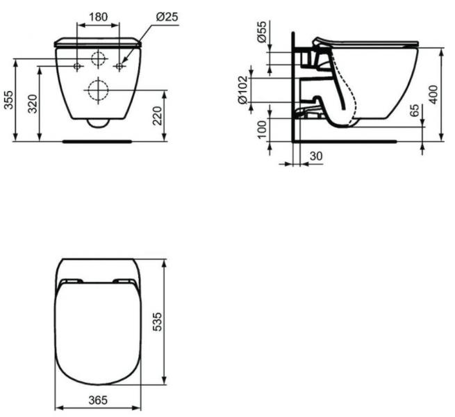 Ideal Standard Tesi v&aelig;gh&aelig;ngt toilet m/softclose s&aelig;de - Mat sort