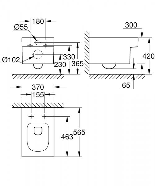 Grohe Cube v&aelig;gh&aelig;ngt toilet m/ rimless og PureGuard