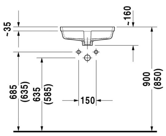 Duravit Vero 43 h&aring;ndvask t/underlimning - Uden hanehul - Wondergliss