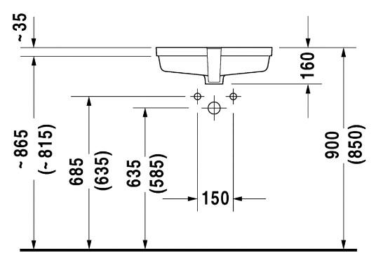 Duravit Vero 48 h&aring;ndvask t/underlimning - Uden hanehul - Wondergliss