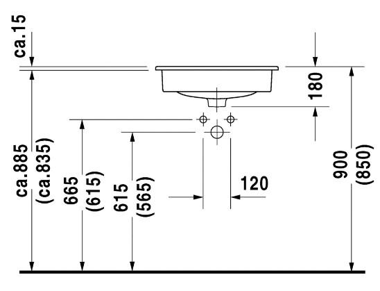 Duravit D-Code 54 h&aring;ndvask t/nedf&aelig;ldning